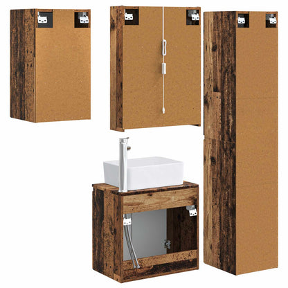 Bathroom Cabinet Set 5 pcs Old Wood 53 x 15.5 x 70 cm