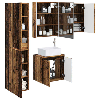 Bathroom Cabinet Set 5 pcs Old Wood 53 x 15.5 x 70 cm