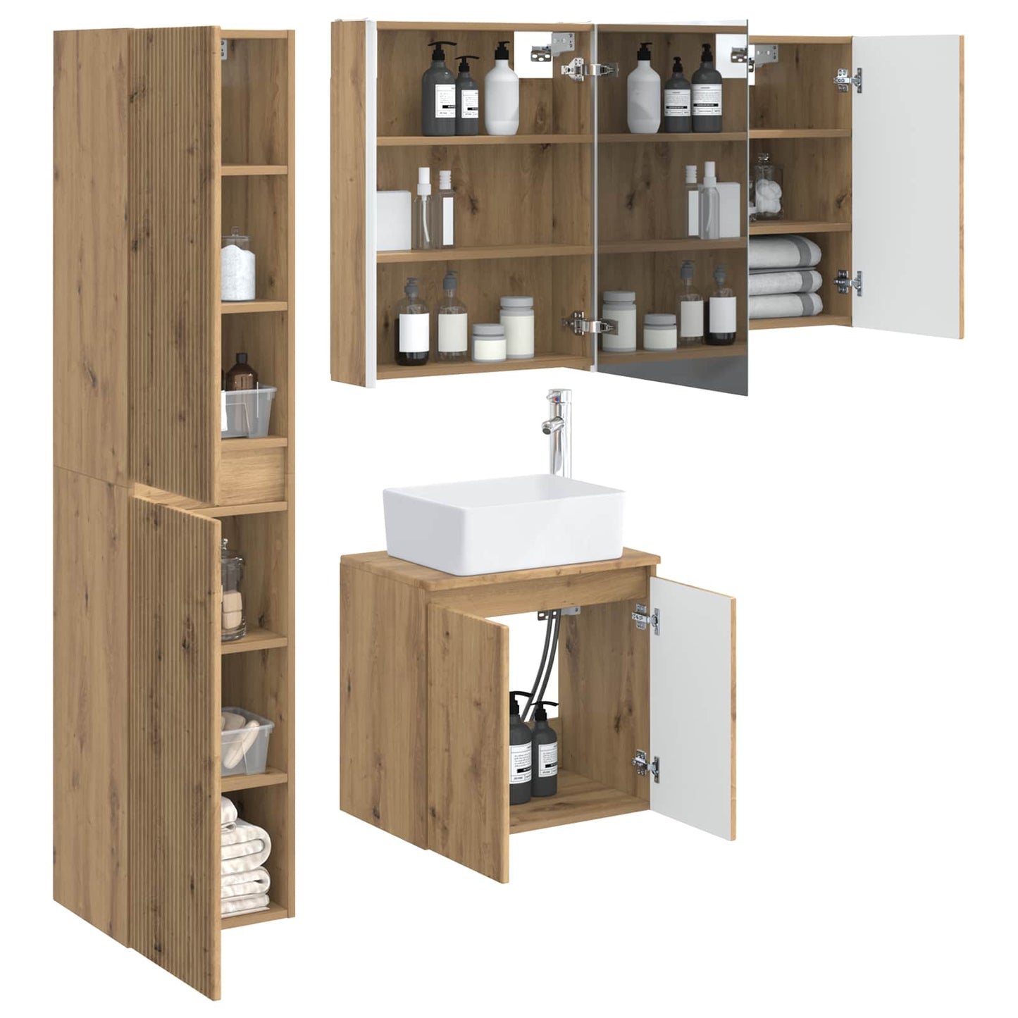 Bathroom Cabinet Set 5 pcs Artisan Oak 53 x 15.5 x 70 cm