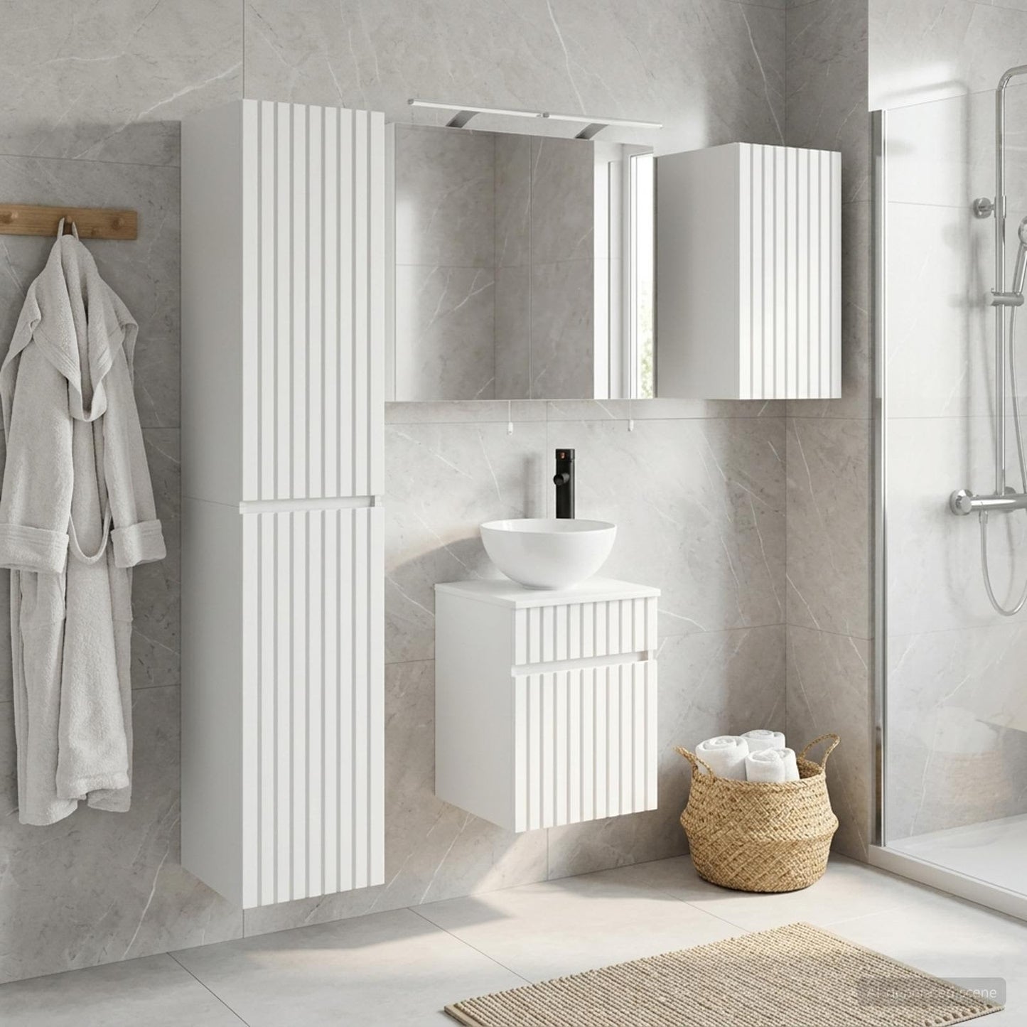 Bathroom Cabinet Set 5 pcs White 40 x 10.5 x 60.5 cm