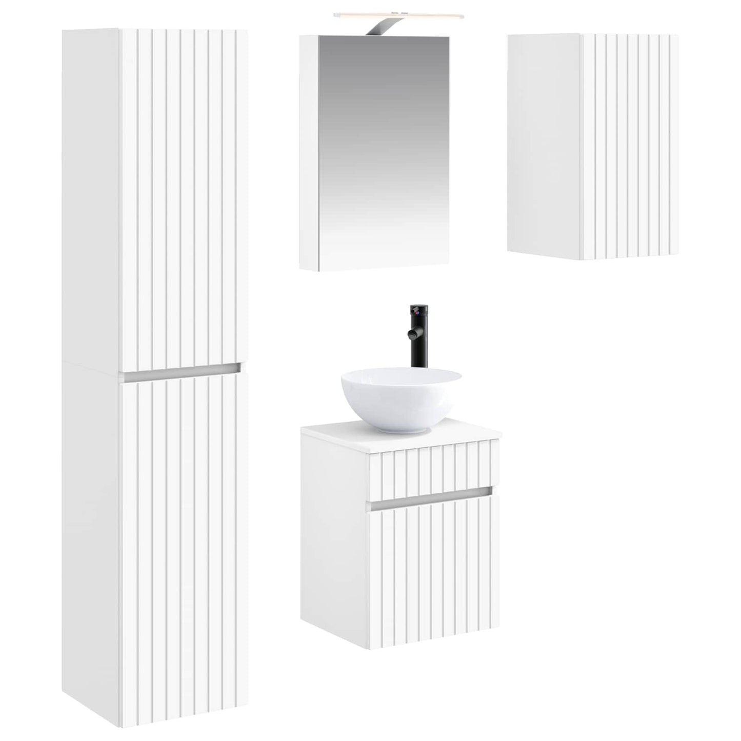 Bathroom Cabinet Set 5 pcs White 40 x 10.5 x 60.5 cm