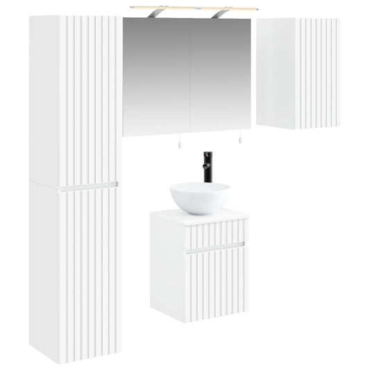 Bathroom Cabinet Set 5 pcs White Engineered Wood