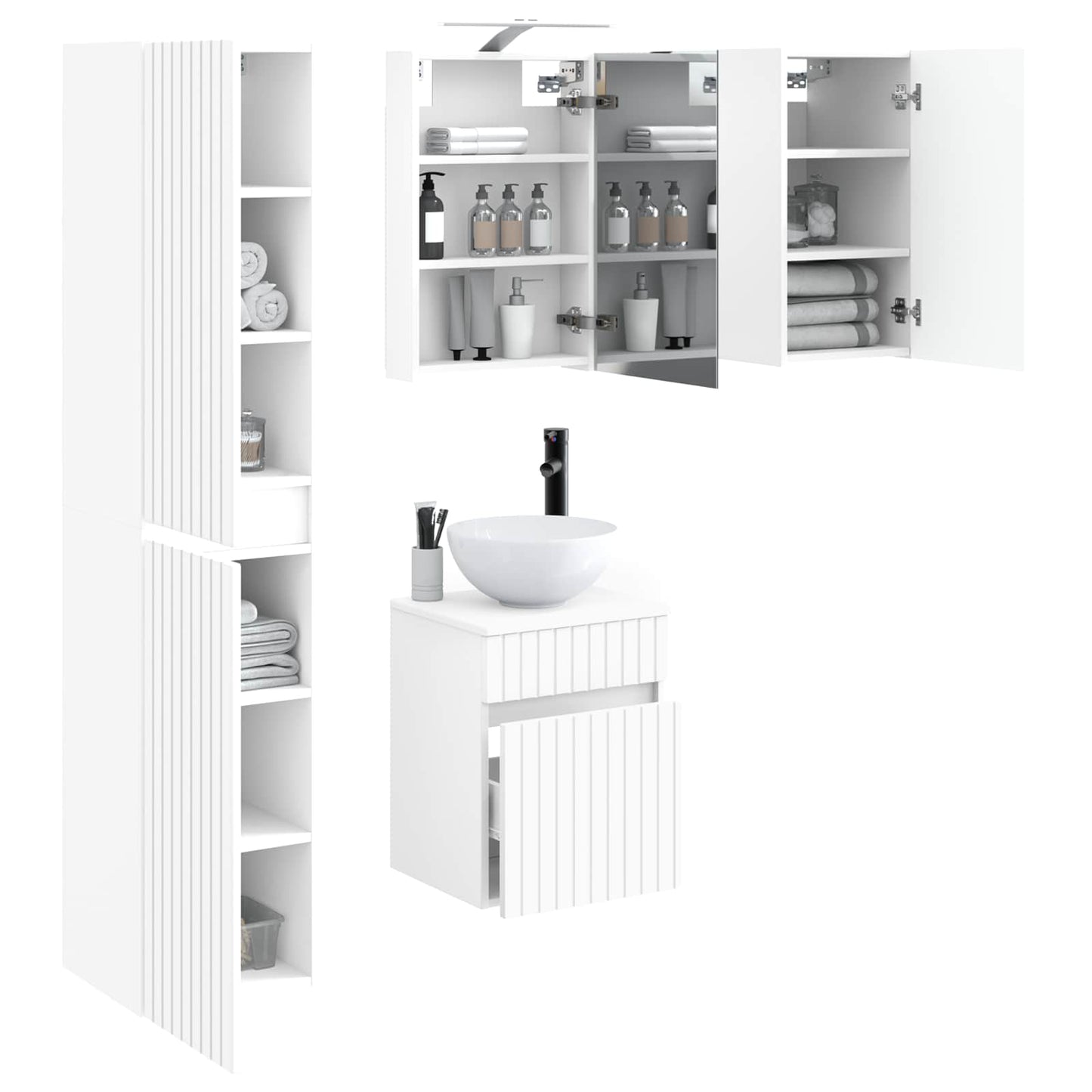 Bathroom Cabinet Set 5 pcs White 40 x 10.5 x 60.5 cm