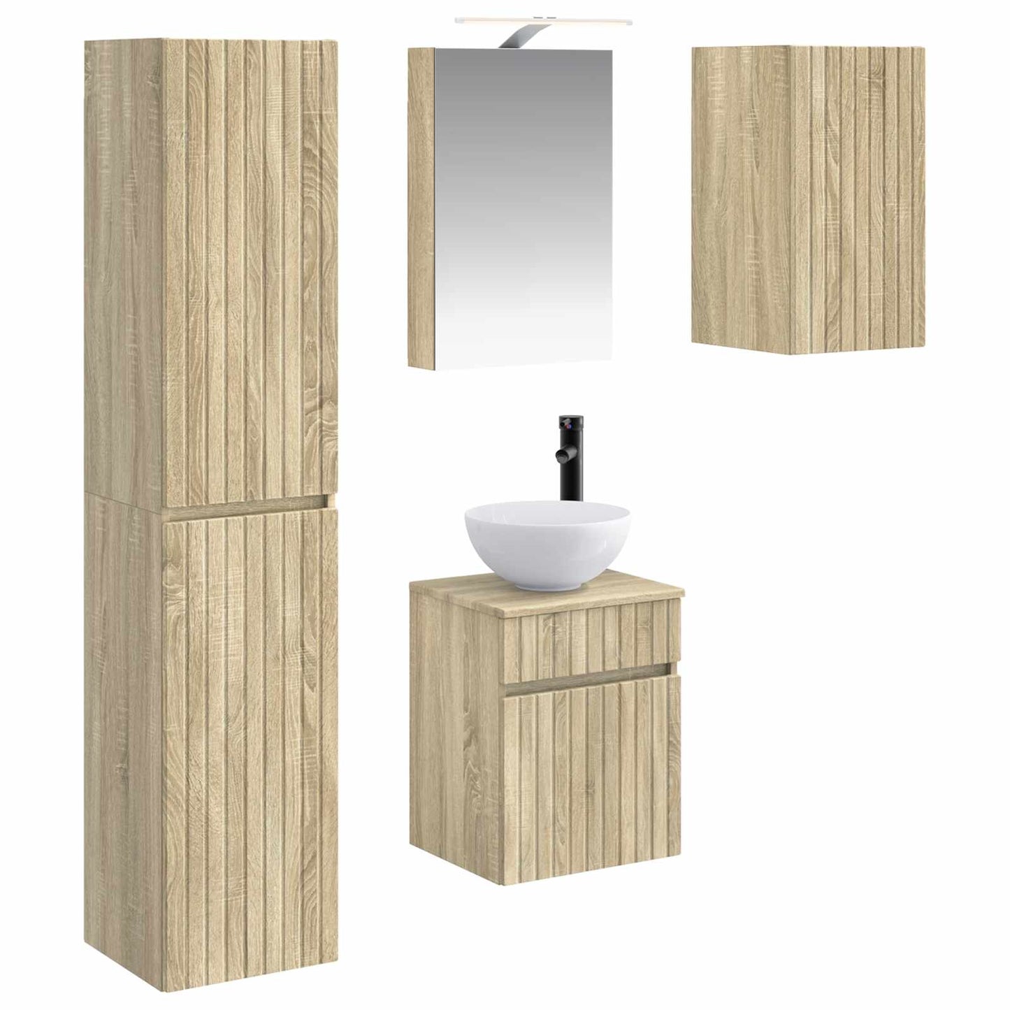 Bathroom Cabinet Set 5 pcs Sonoma Oak 40 x 10.5 x 60.5 cm