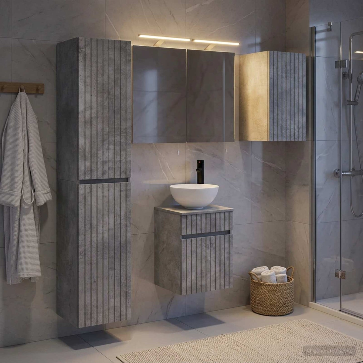Bathroom Cabinet Set 5 pcs Concrete Grey Engineered Wood