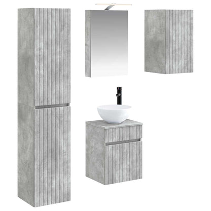 Bathroom Cabinet Set 5 pcs Concrete Grey 40 x 10.5 x 60.5 cm