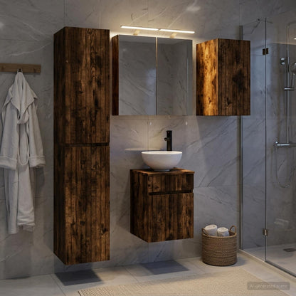 Bathroom Cabinet Set 5 pcs Smoked Oak 40 x 10.5 x 60.5 cm