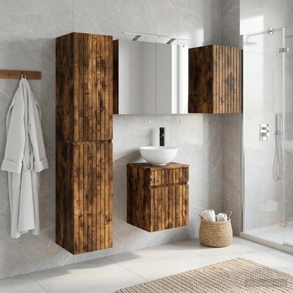 Bathroom Cabinet Set 5 pcs Smoked Oak 40 x 10.5 x 60.5 cm