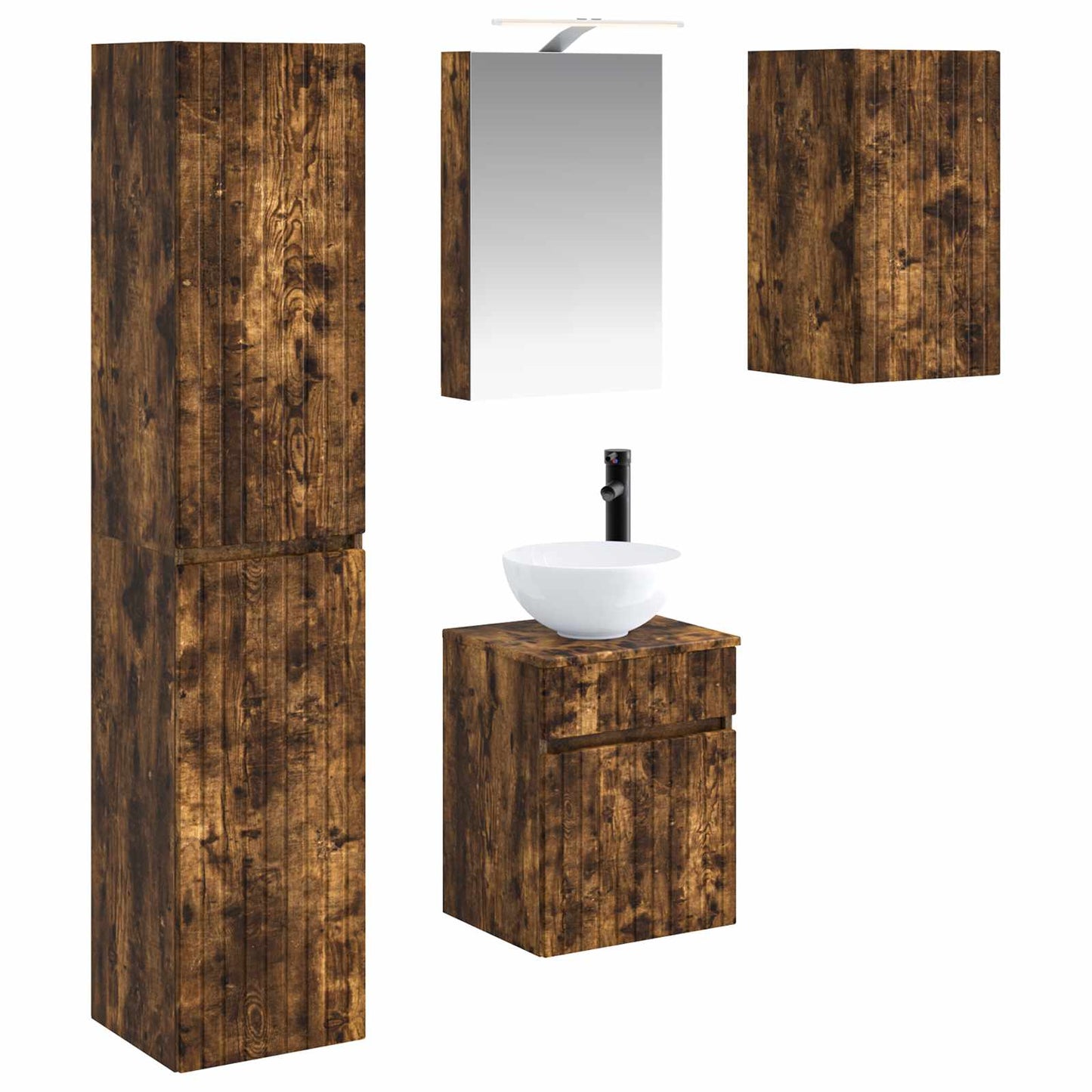 Bathroom Cabinet Set 5 pcs Smoked Oak 40 x 10.5 x 60.5 cm
