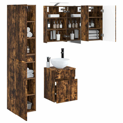 Bathroom Cabinet Set 5 pcs Smoked Oak 40 x 10.5 x 60.5 cm
