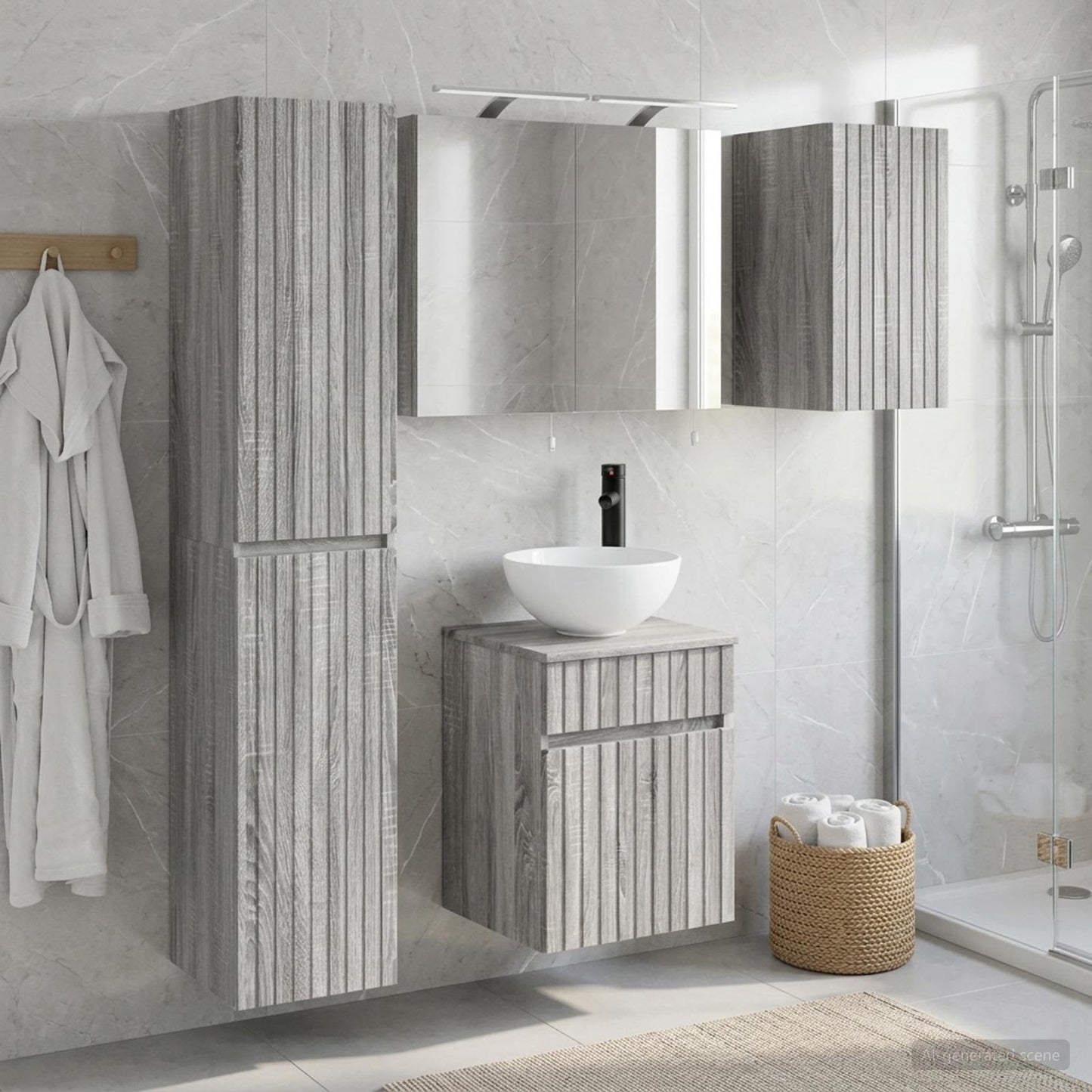 Bathroom Cabinet Set 5 pcs Grey Sonoma 40 x 10.5 x 60.5 cm