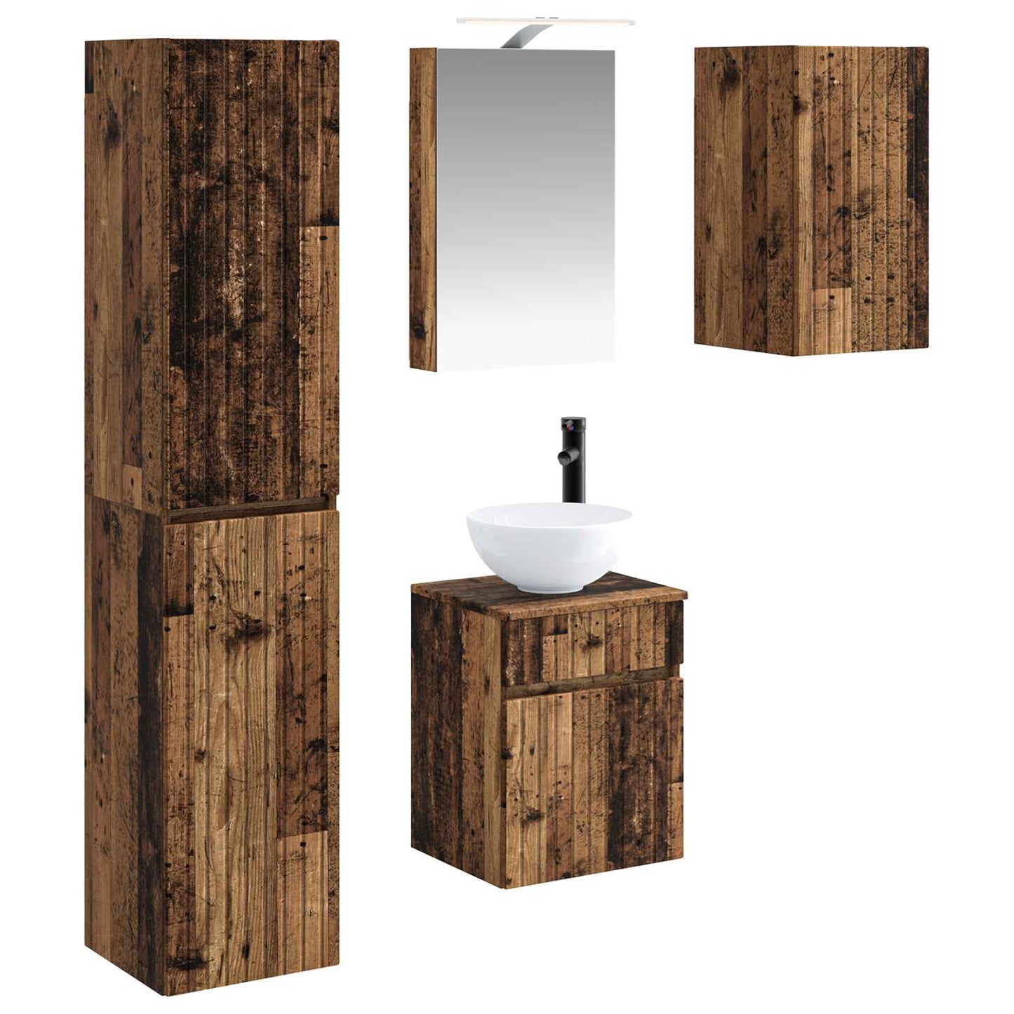 Bathroom Cabinet Set 5 pcs Old Wood 40 x 10.5 x 60.5 cm