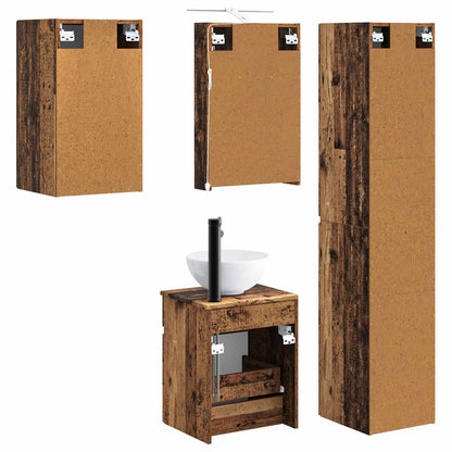 Bathroom Cabinet Set 5 pcs Old Wood 40 x 10.5 x 60.5 cm