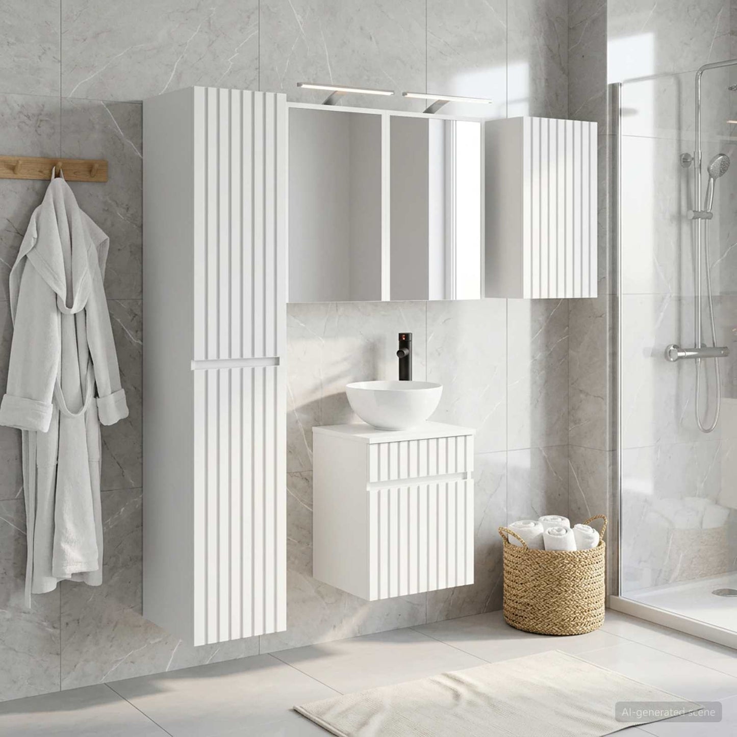 Bathroom Cabinet Set 5 pcs White 43 x 16 x 62.5 cm