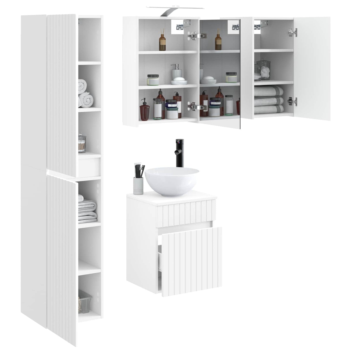 Bathroom Cabinet Set 5 pcs White 43 x 16 x 62.5 cm