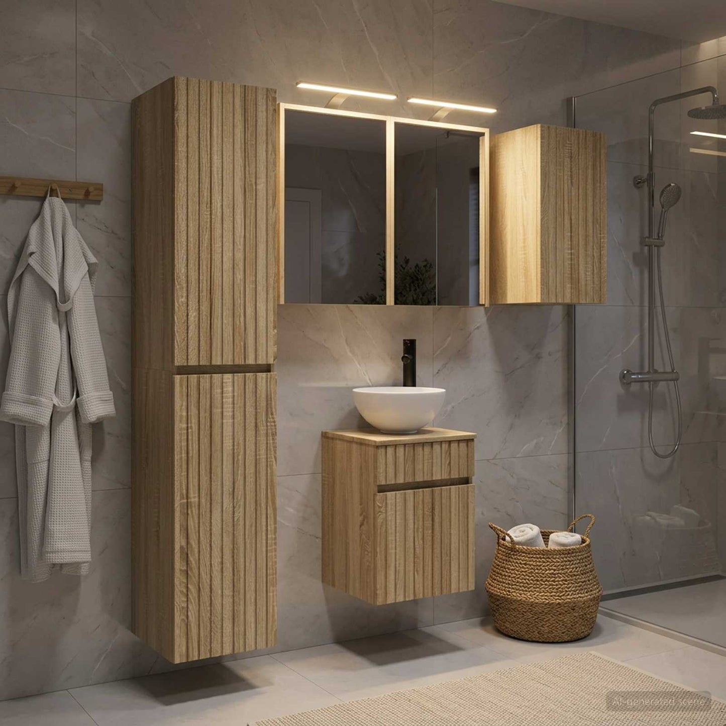 Bathroom Cabinet Set 5 pcs Sonoma Oak 43 x 16 x 62.5 cm
