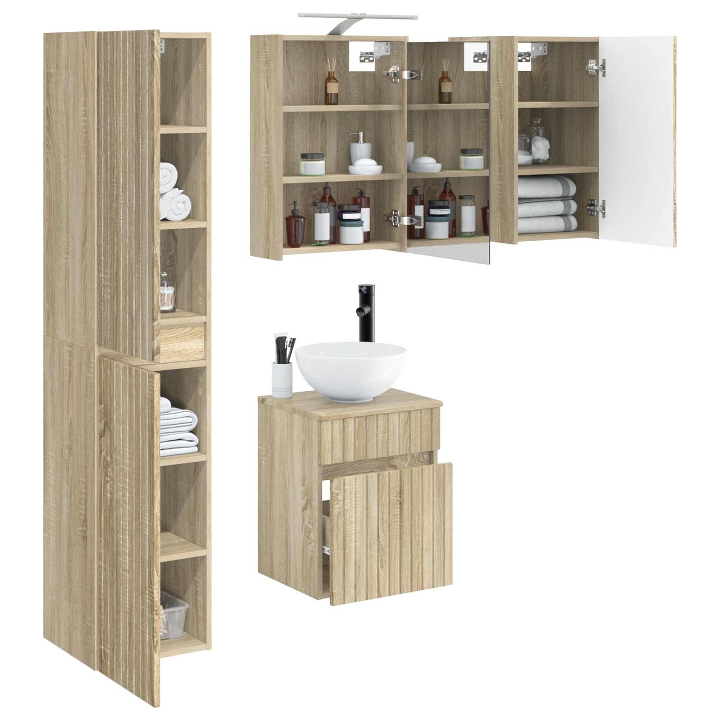 Bathroom Cabinet Set 5 pcs Sonoma Oak 43 x 16 x 62.5 cm