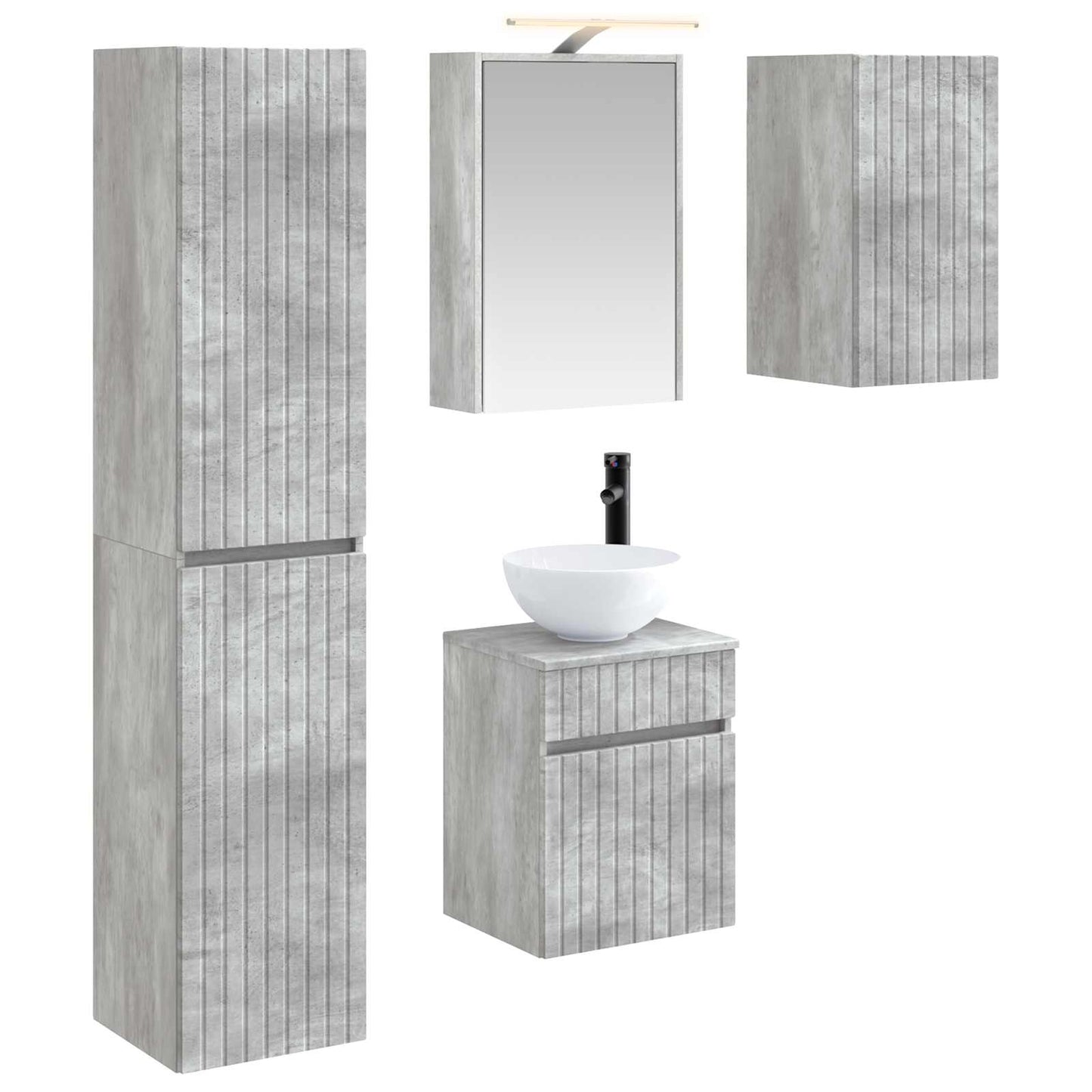 Bathroom Cabinet Set 5 pcs Concrete Grey 43 x 16 x 62.5 cm