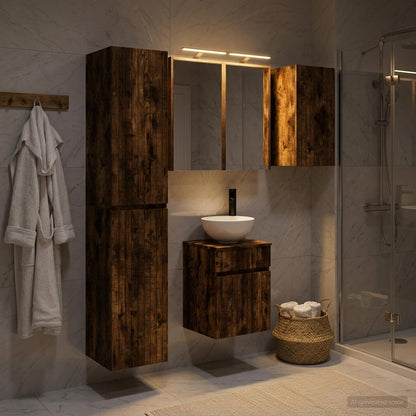 Bathroom Cabinet Set 5 pcs Smoked Oak Engineered Wood