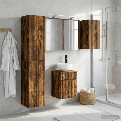 Bathroom Cabinet Set 5 pcs Smoked Oak Engineered Wood