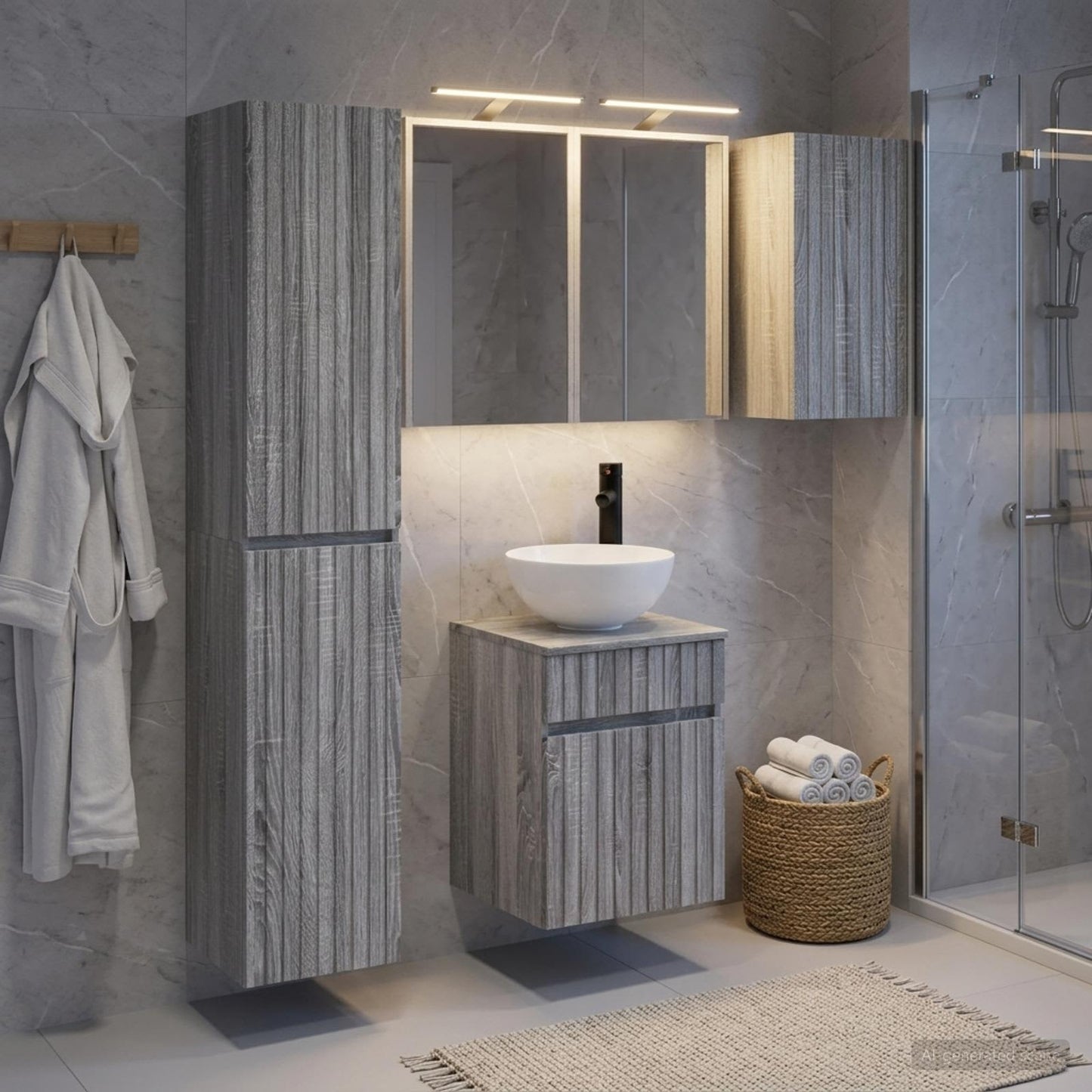 Bathroom Cabinet Set 5 pcs Grey Sonoma 43 x 16 x 62.5 cm