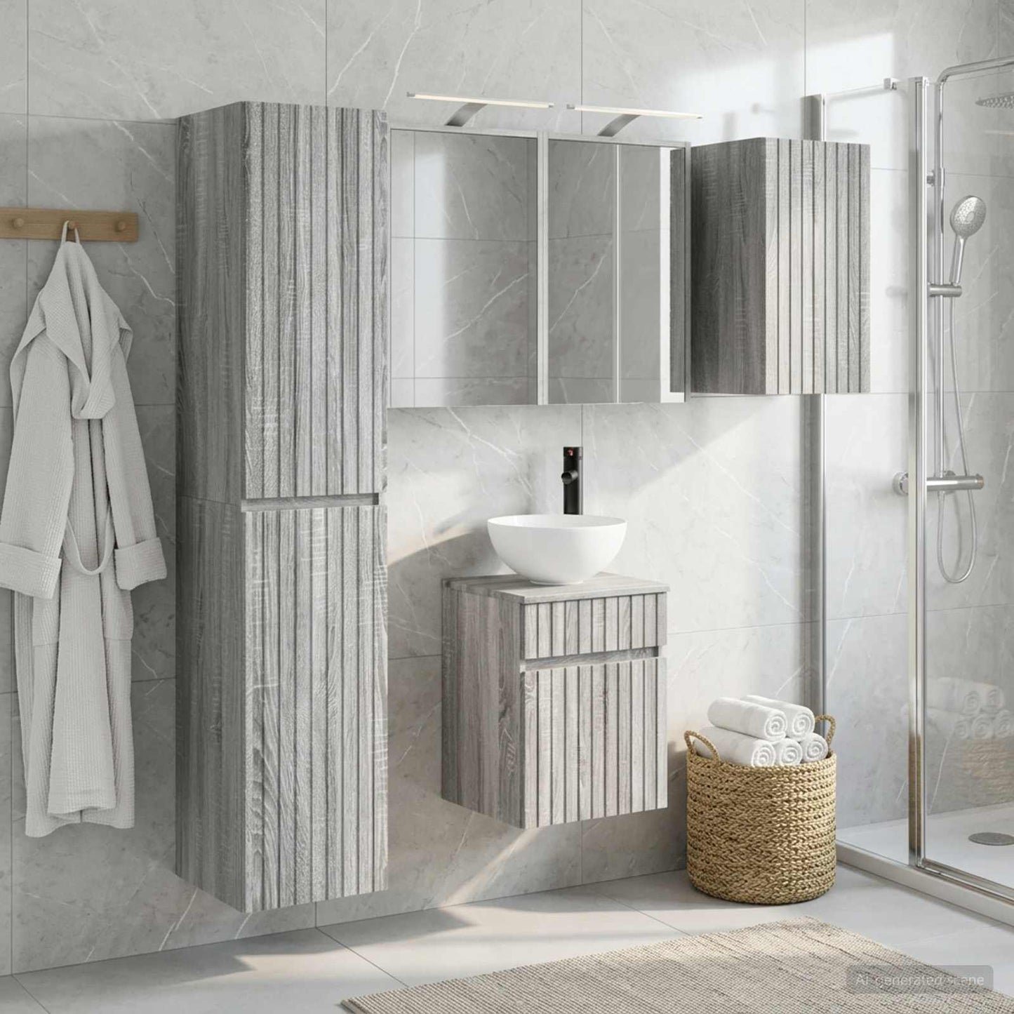 Bathroom Cabinet Set 5 pcs Grey Sonoma 43 x 16 x 62.5 cm