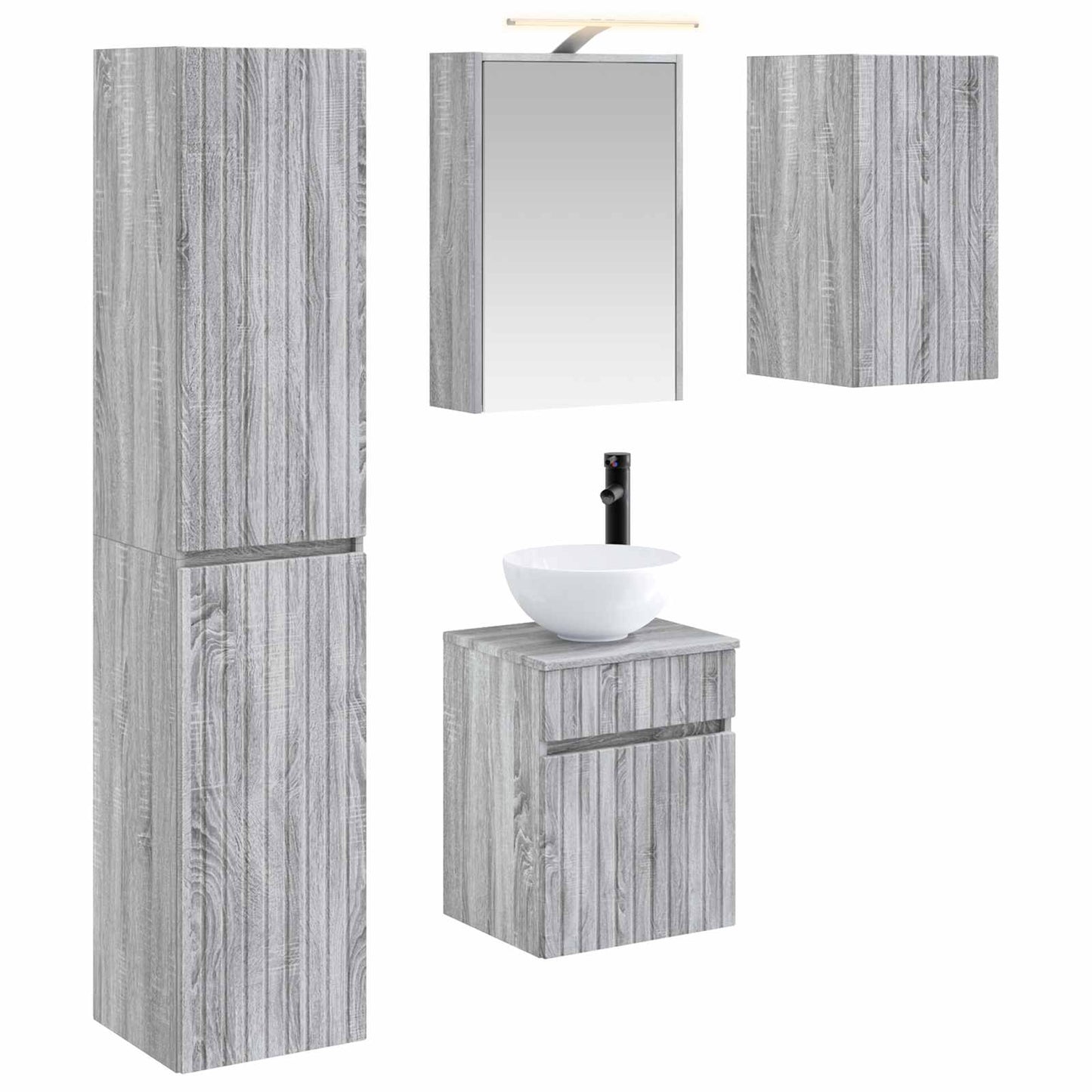 Bathroom Cabinet Set 5 pcs Grey Sonoma 43 x 16 x 62.5 cm