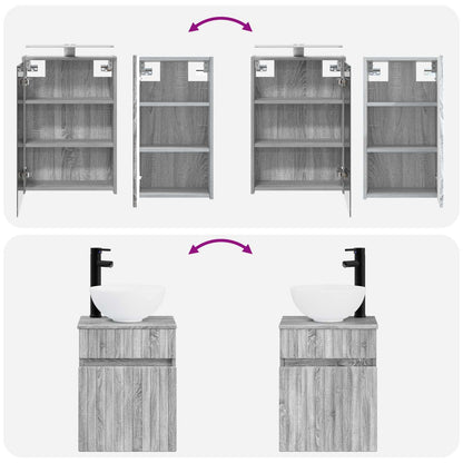 Bathroom Cabinet Set 5 pcs Grey Sonoma 43 x 16 x 62.5 cm