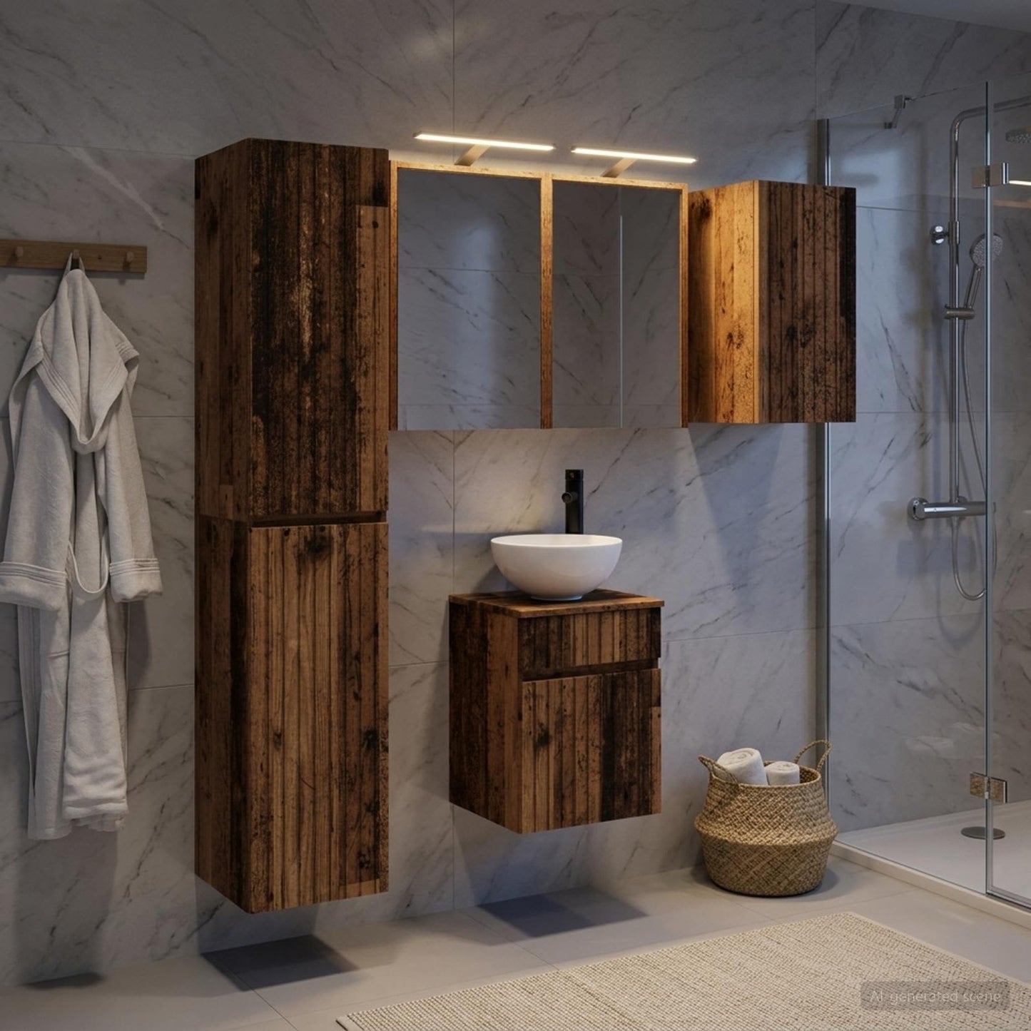Bathroom Cabinet Set 5 pcs Old Wood 43 x 16 x 62.5 cm
