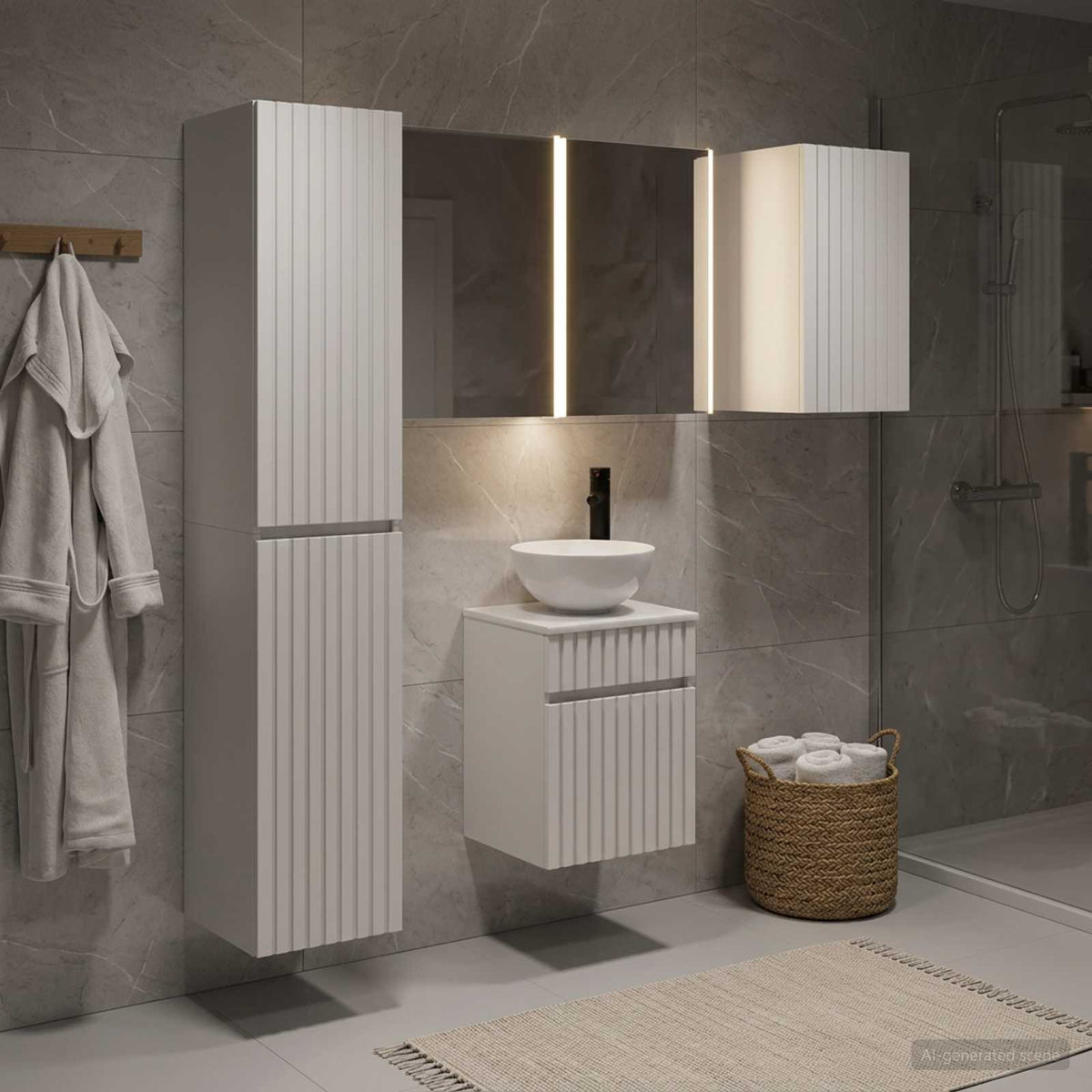 Bathroom Cabinet Set 5 pcs White Engineered Wood