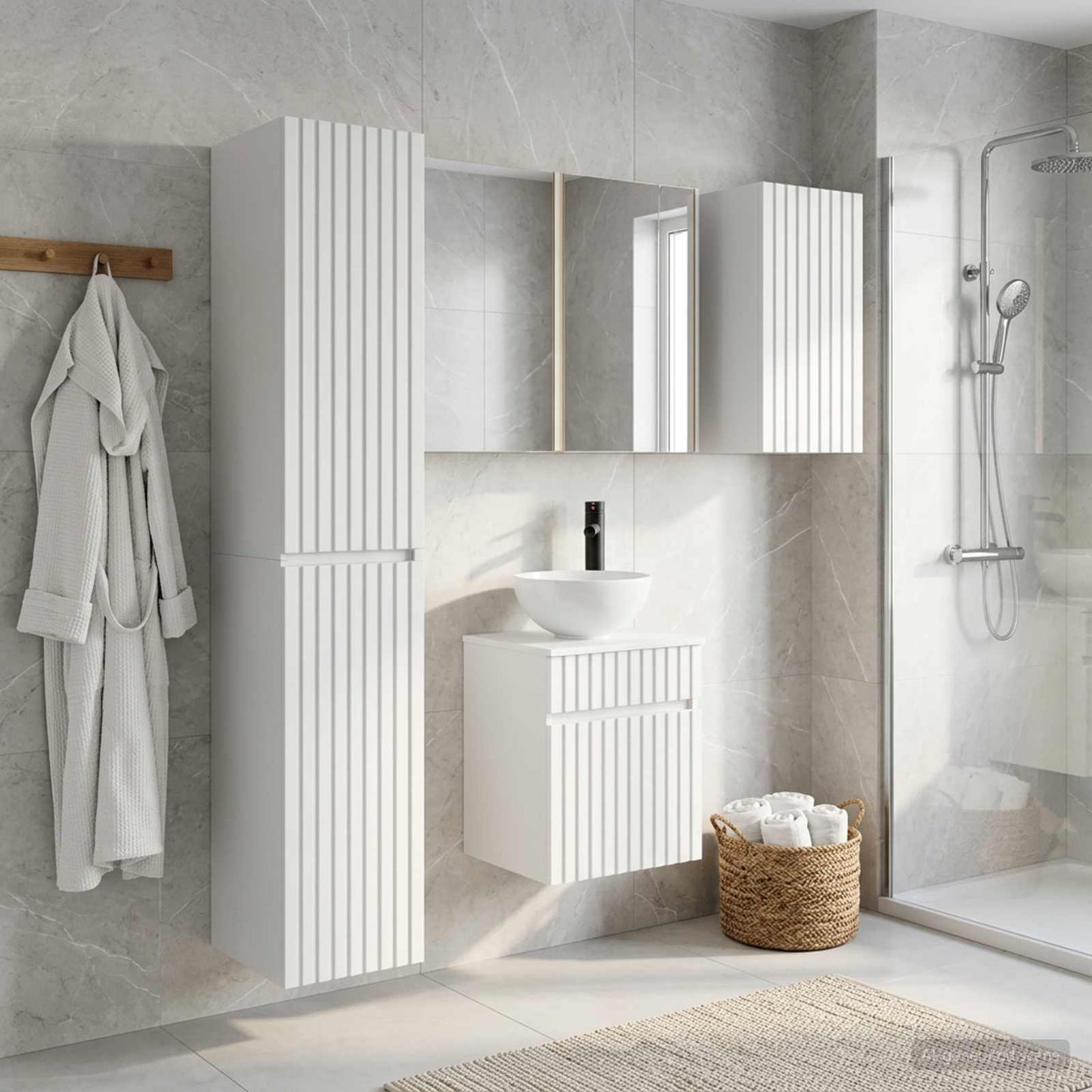 Bathroom Cabinet Set 5 pcs White Engineered Wood