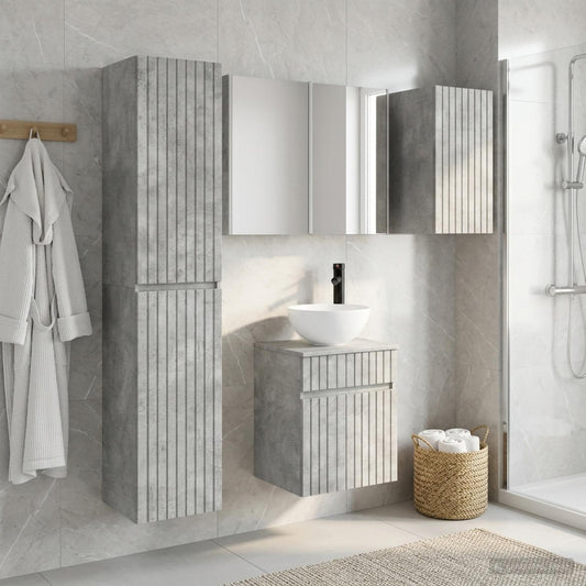 Bathroom Cabinet Set 5 pcs Concrete Grey Engineered Wood