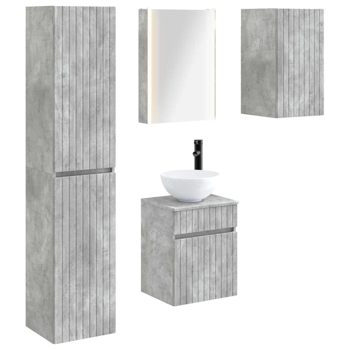 Bathroom Cabinet Set 5 pcs Concrete Grey 43 x 11.5 x 60.5 cm