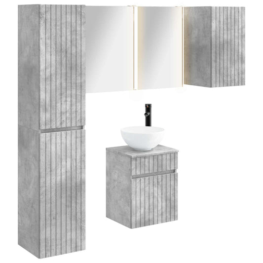 Bathroom Cabinet Set 5 pcs Concrete Grey Engineered Wood
