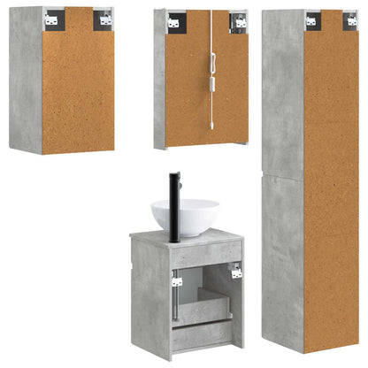 Bathroom Cabinet Set 5 pcs Concrete Grey 43 x 11.5 x 60.5 cm