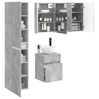 Bathroom Cabinet Set 5 pcs Concrete Grey 43 x 11.5 x 60.5 cm