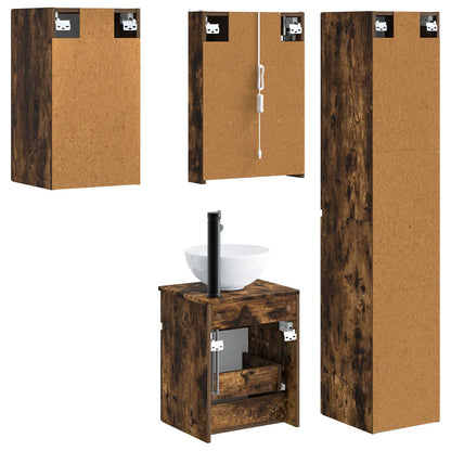 Bathroom Cabinet Set 5 pcs Smoked Oak 43 x 11.5 x 60.5 cm