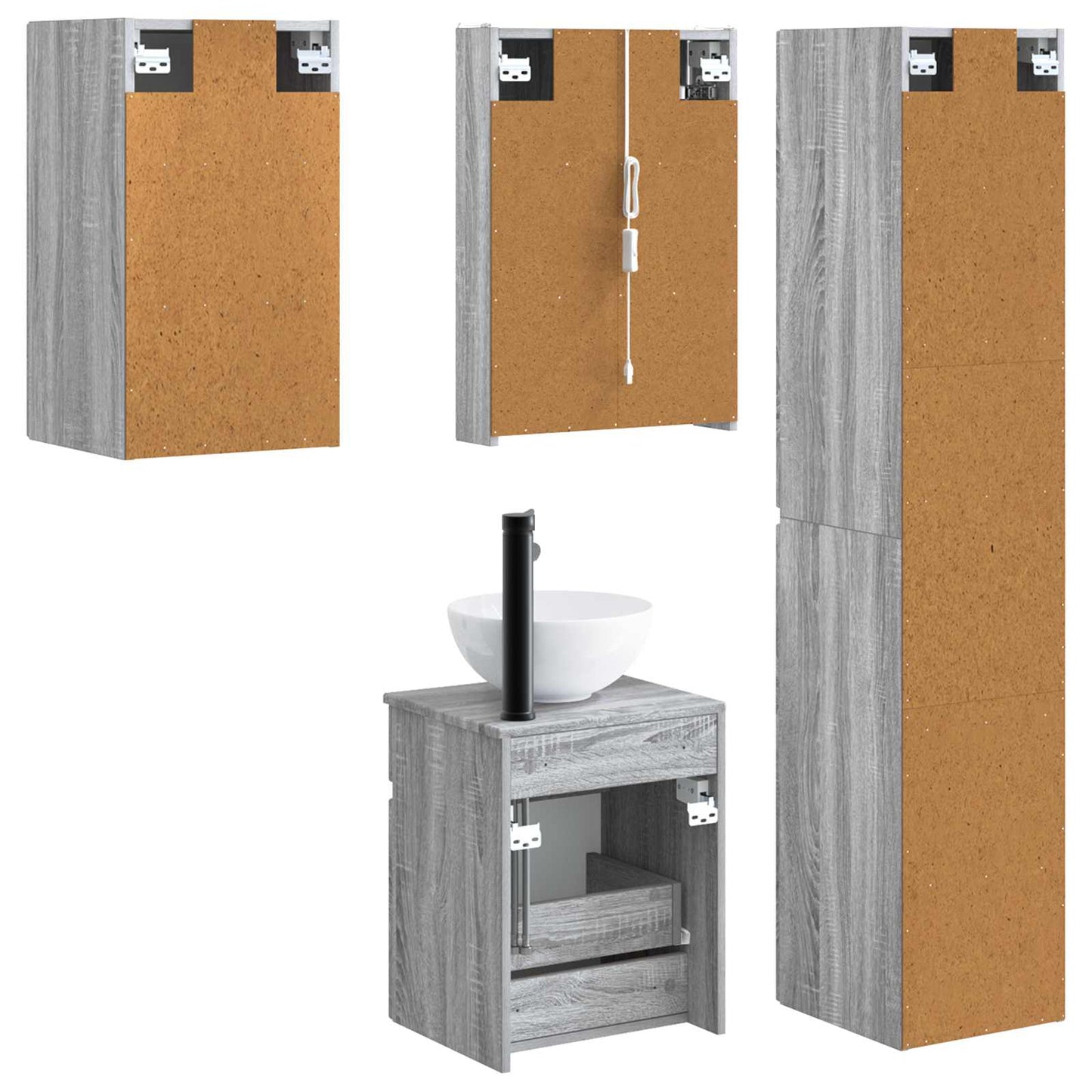 Bathroom Cabinet Set 5 pcs Grey Sonoma 43 x 11.5 x 60.5 cm