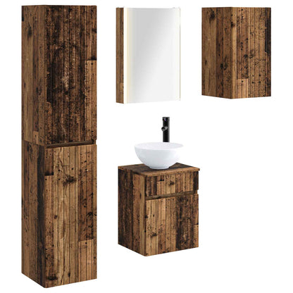 Bathroom Cabinet Set 5 pcs Old Wood 43 x 11.5 x 60.5 cm