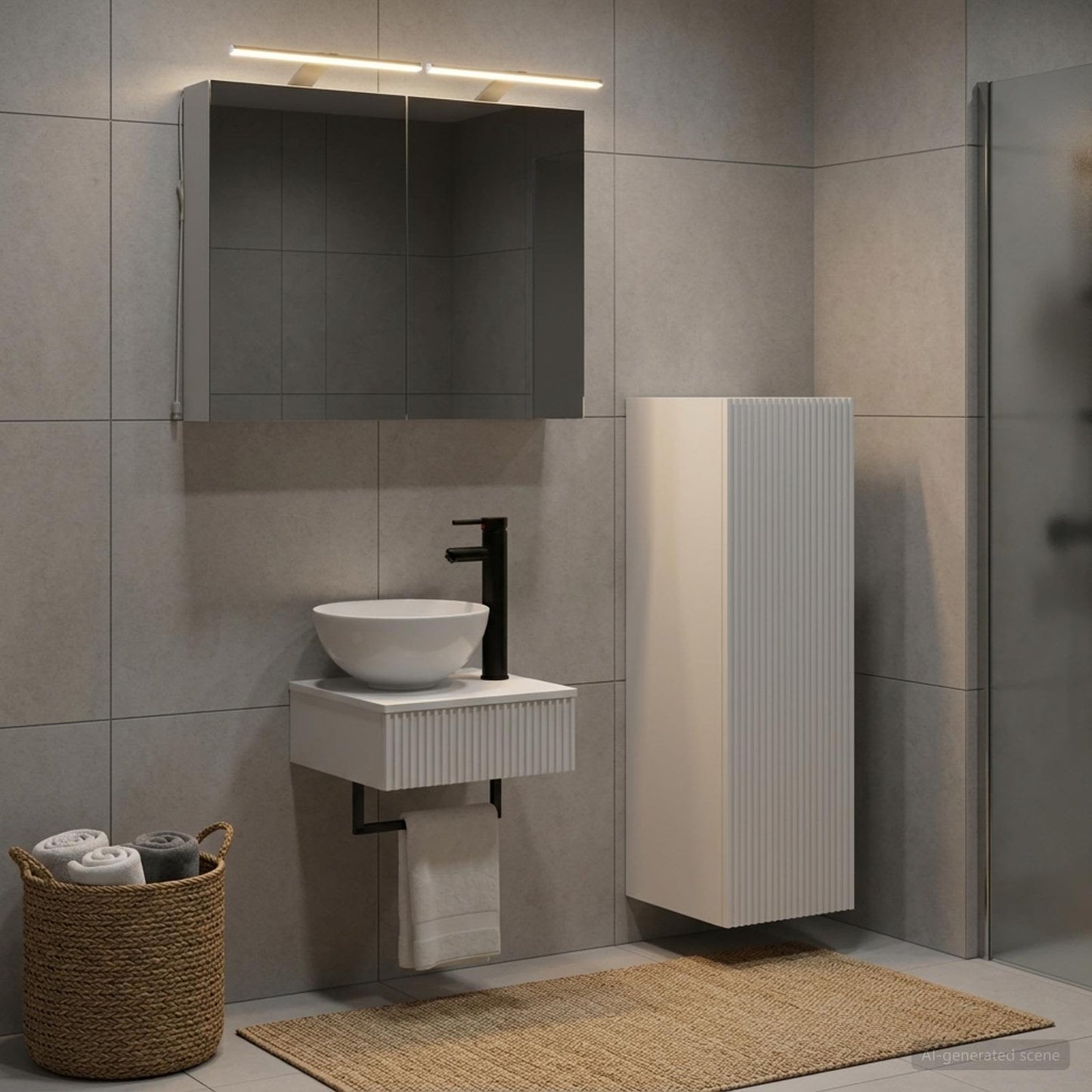 Bathroom Cabinet Set 4 pcs White Engineered Wood