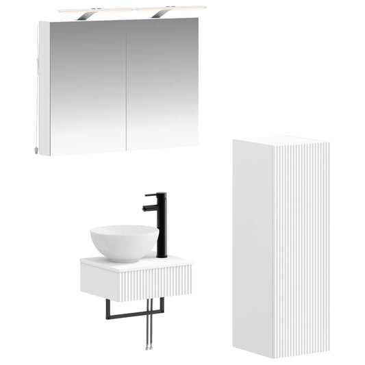Bathroom Cabinet Set 4 pcs White Engineered Wood