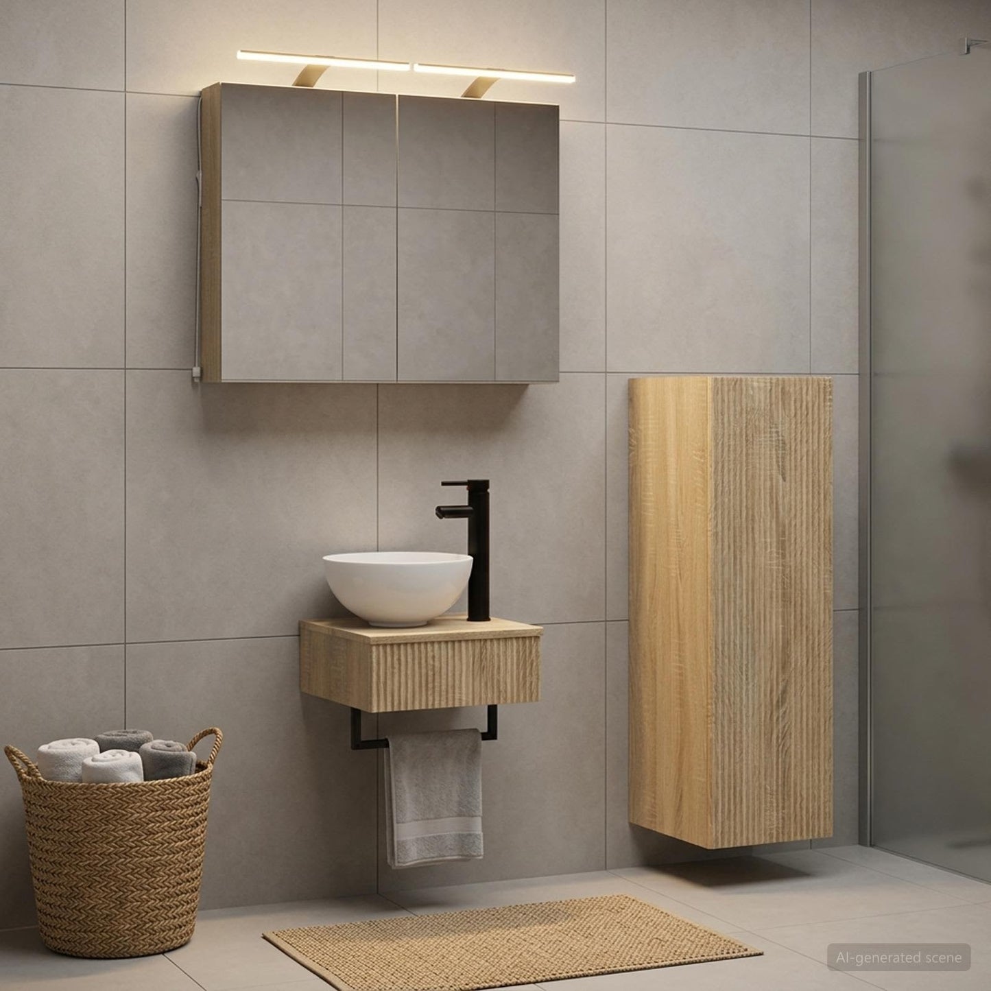 Bathroom Cabinet Set 4 pcs Sonoma Oak Engineered Wood