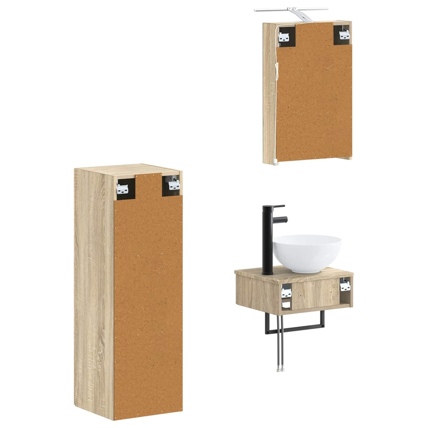 Bathroom Cabinet Set 4 pcs Sonoma Oak 40 x 10.5 x 60.5 cm