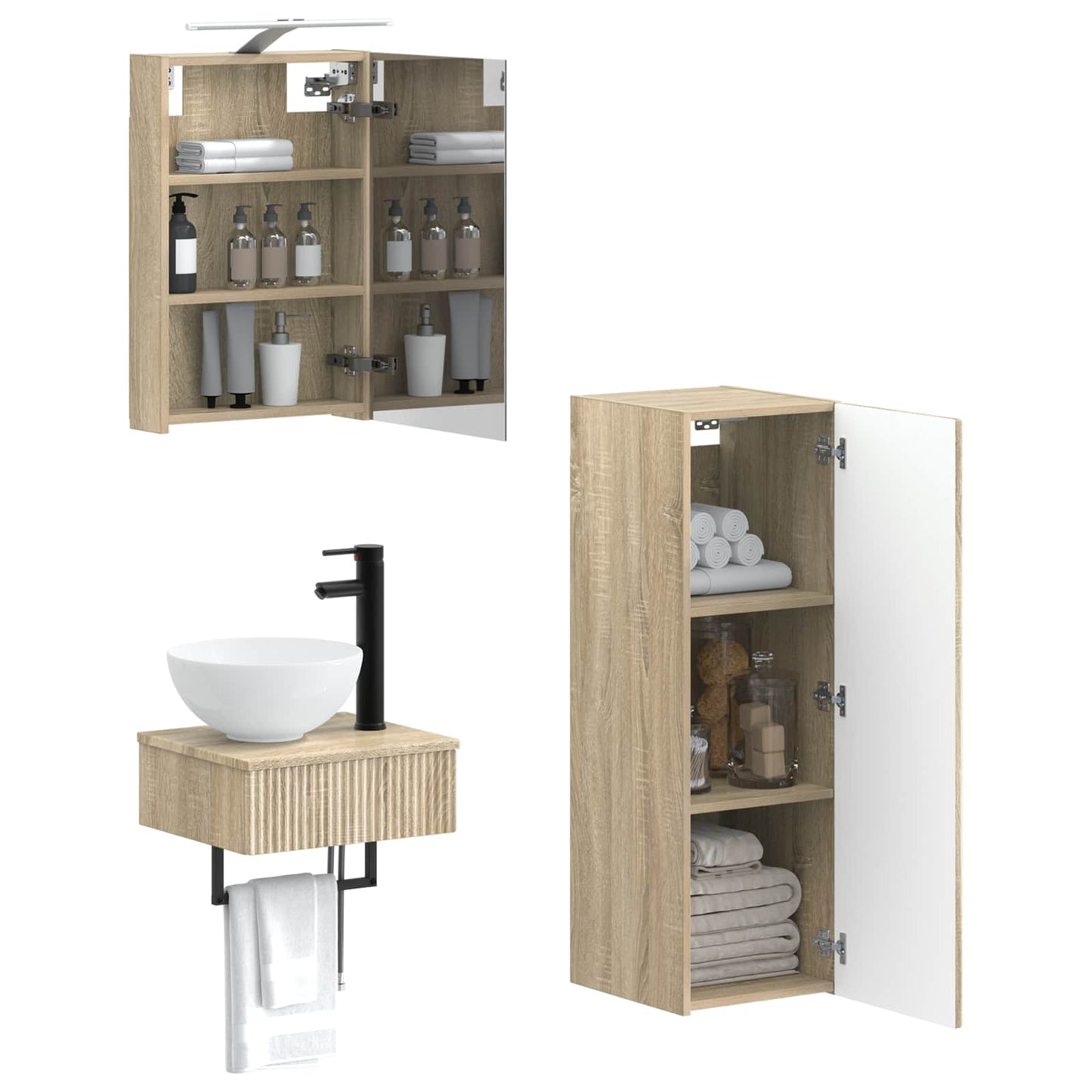 Bathroom Cabinet Set 4 pcs Sonoma Oak 40 x 10.5 x 60.5 cm