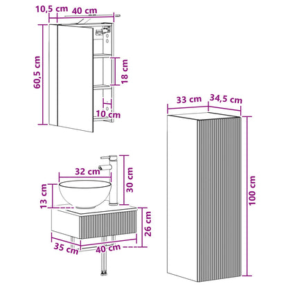 Bathroom Cabinet Set 4 pcs Sonoma Oak 40 x 10.5 x 60.5 cm