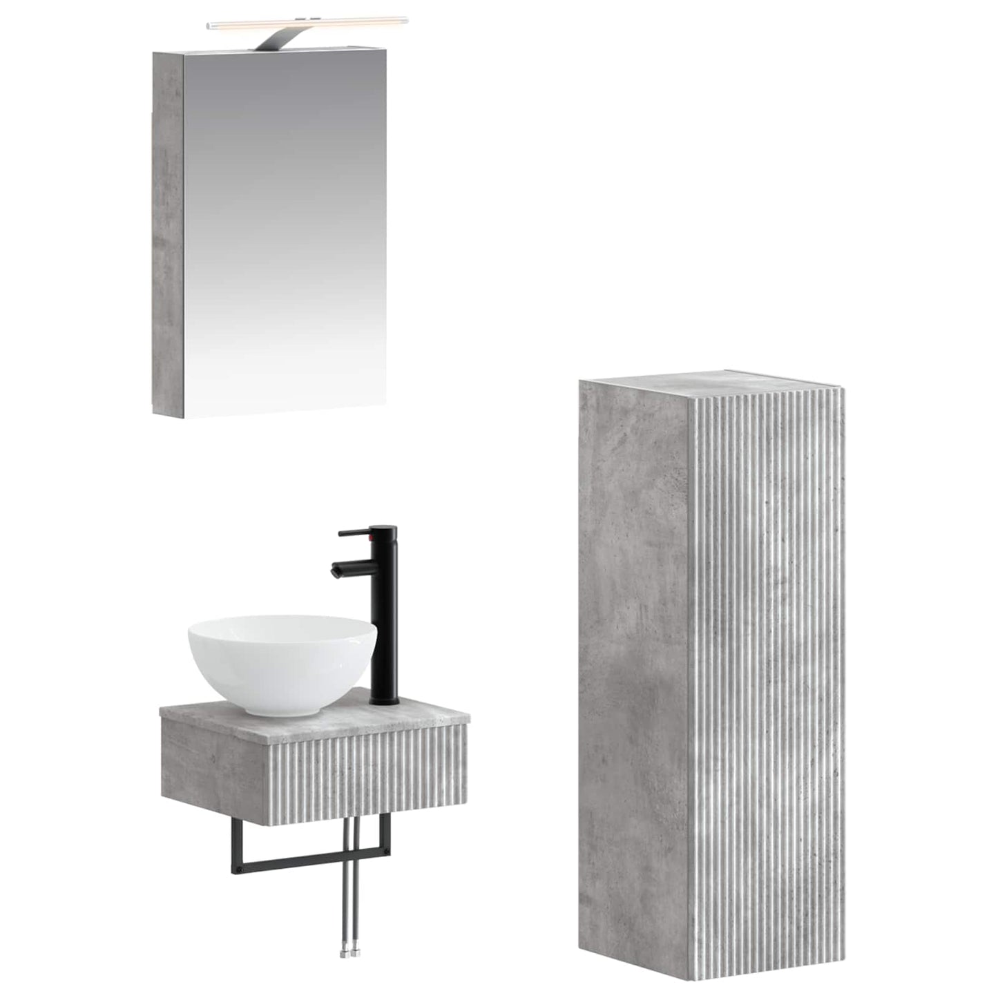 Bathroom Cabinet Set 4 pcs Concrete Grey 40 x 10.5 x 60.5 cm