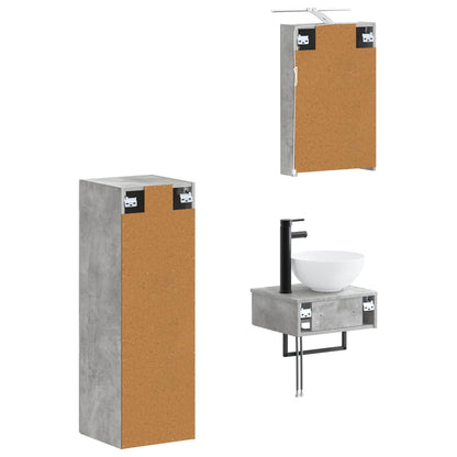 Bathroom Cabinet Set 4 pcs Concrete Grey 40 x 10.5 x 60.5 cm