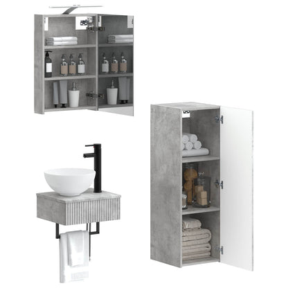 Bathroom Cabinet Set 4 pcs Concrete Grey 40 x 10.5 x 60.5 cm