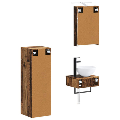 Bathroom Cabinet Set 4 pcs Old Wood 40 x 10.5 x 60.5 cm