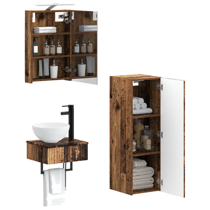 Bathroom Cabinet Set 4 pcs Old Wood 40 x 10.5 x 60.5 cm